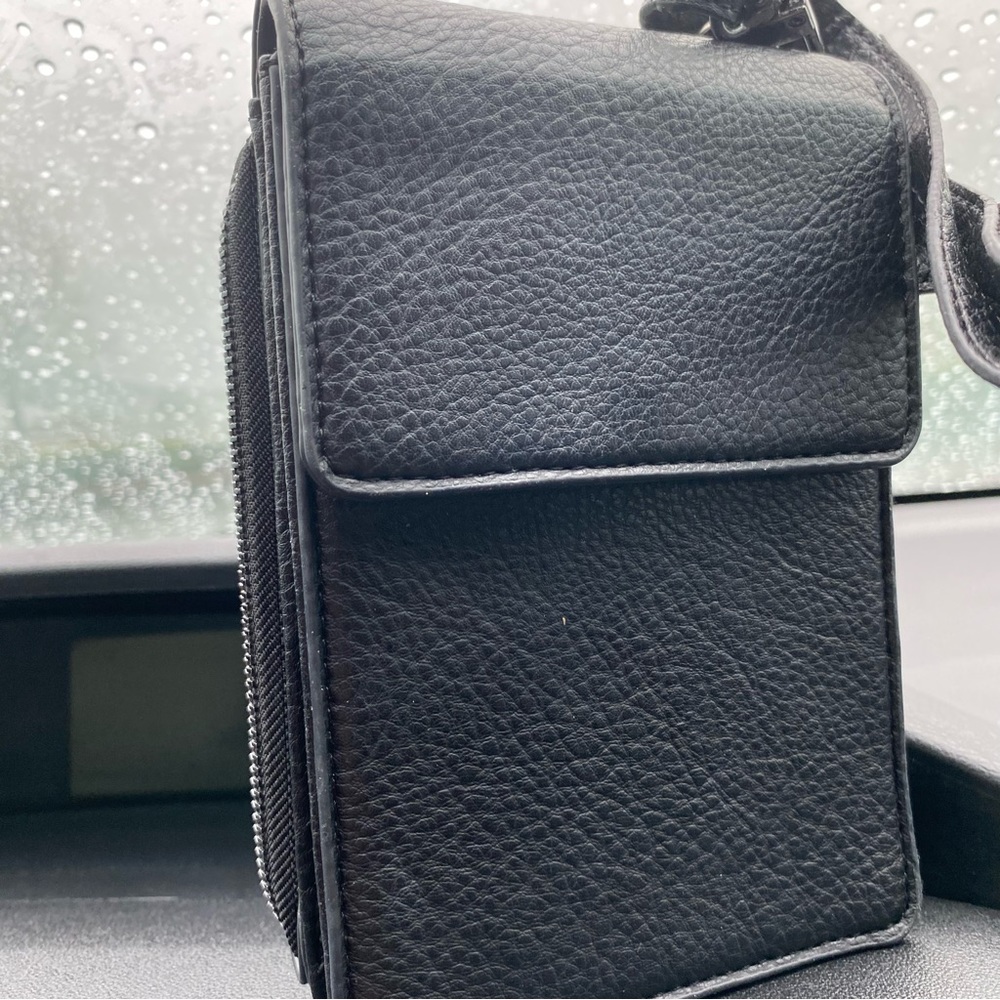 Stylish black leather crossbody wallet bag Bloomingdale’s